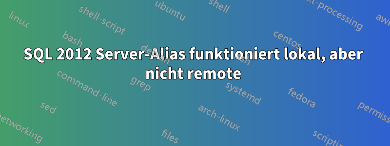 SQL 2012 Server-Alias ​​funktioniert lokal, aber nicht remote