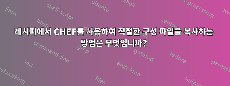 레시피에서 CHEF를 사용하여 적절한 구성 파일을 복사하는 방법은 무엇입니까?