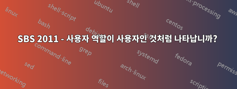 SBS 2011 - 사용자 역할이 사용자인 것처럼 나타납니까?