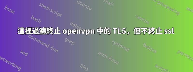 這裡過濾終止 openvpn 中的 TLS，但不終止 ssl