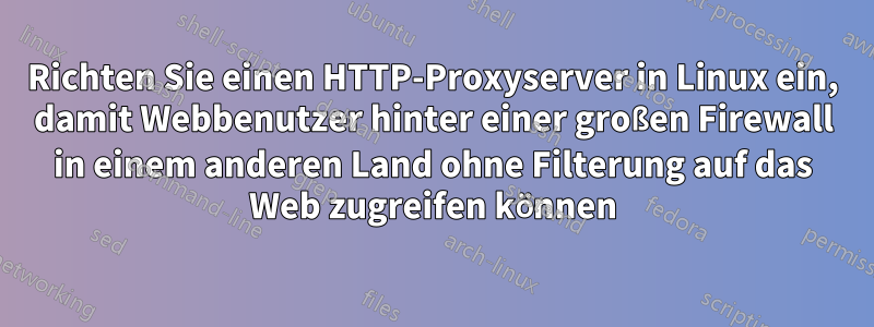 Richten Sie einen HTTP-Proxyserver in Linux ein, damit Webbenutzer hinter einer großen Firewall in einem anderen Land ohne Filterung auf das Web zugreifen können