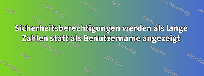 Sicherheitsberechtigungen werden als lange Zahlen statt als Benutzername angezeigt