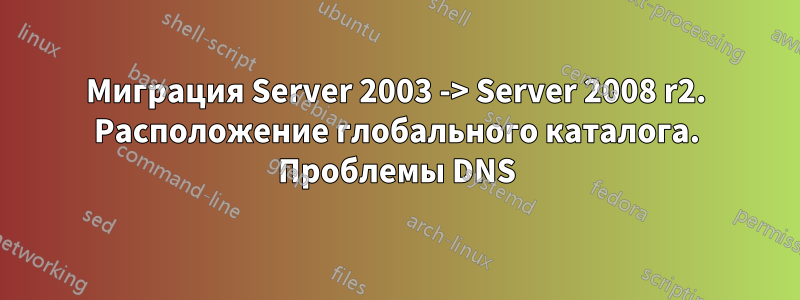 Миграция Server 2003 -> Server 2008 r2. Расположение глобального каталога. Проблемы DNS