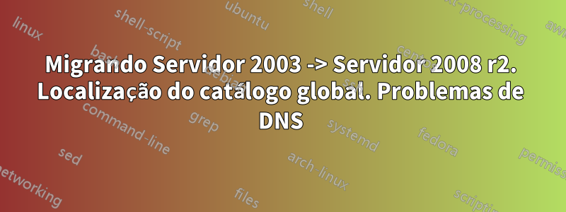 Migrando Servidor 2003 -> Servidor 2008 r2. Localização do catálogo global. Problemas de DNS