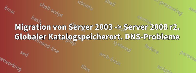 Migration von Server 2003 -> Server 2008 r2. Globaler Katalogspeicherort. DNS-Probleme
