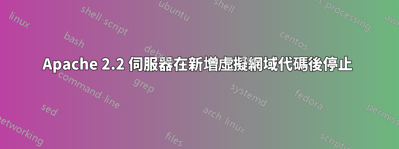 Apache 2.2 伺服器在新增虛擬網域代碼後停止