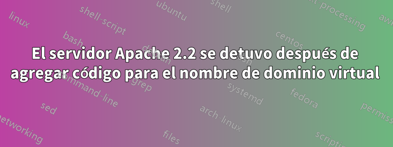 El servidor Apache 2.2 se detuvo después de agregar código para el nombre de dominio virtual