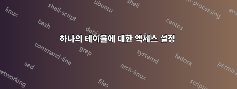 하나의 테이블에 대한 액세스 설정