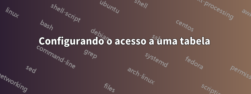 Configurando o acesso a uma tabela