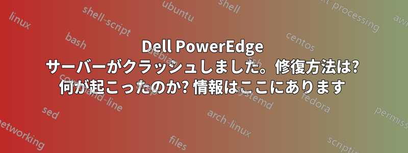 Dell PowerEdge サーバーがクラッシュしました。修復方法は? 何が起こったのか? 情報はここにあります