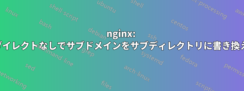 nginx: リダイレクトなしでサブドメインをサブディレクトリに書き換える