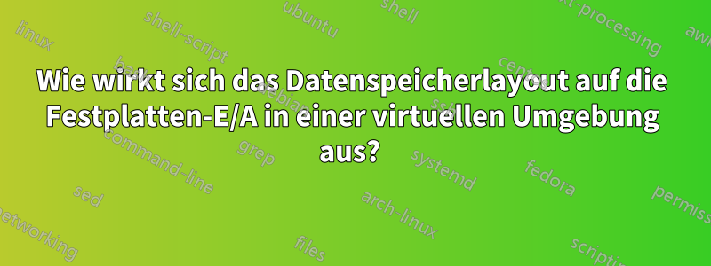 Wie wirkt sich das Datenspeicherlayout auf die Festplatten-E/A in einer virtuellen Umgebung aus? 