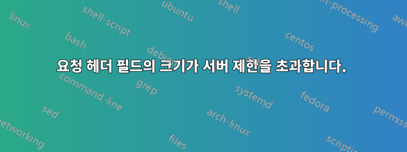 요청 헤더 필드의 크기가 서버 제한을 ​​초과합니다.