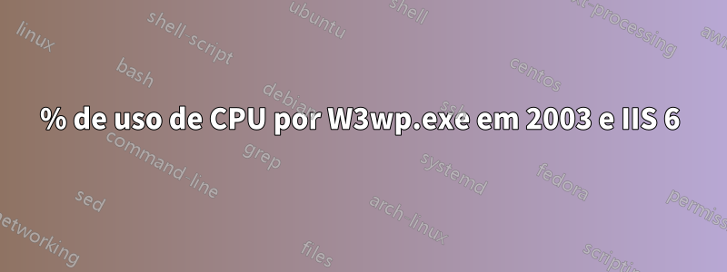 100% de uso de CPU por W3wp.exe em 2003 e IIS 6