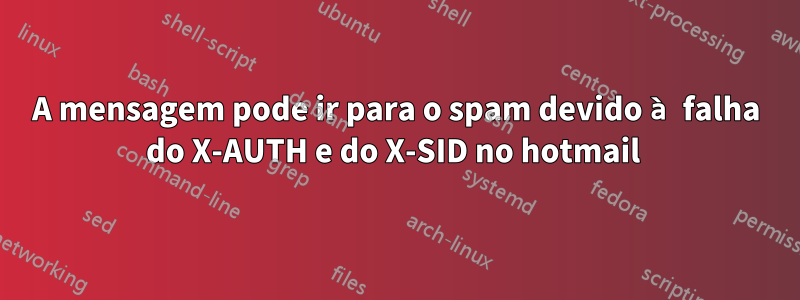 A mensagem pode ir para o spam devido à falha do X-AUTH e do X-SID no hotmail 