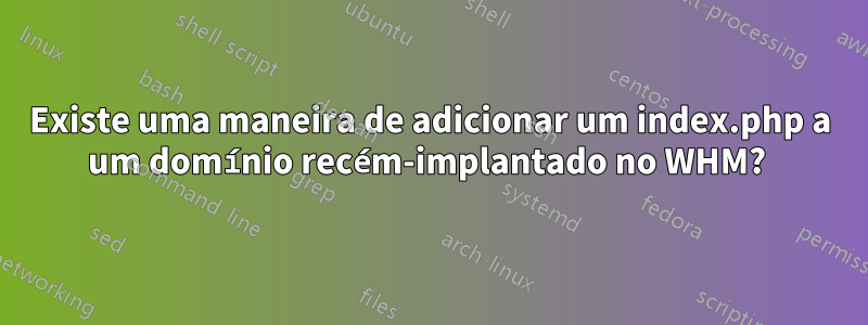 Existe uma maneira de adicionar um index.php a um domínio recém-implantado no WHM? 