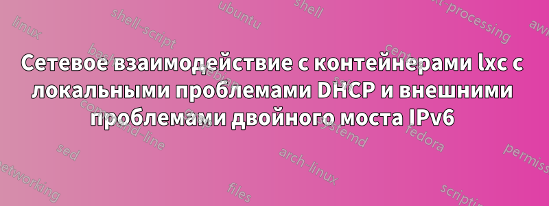 Сетевое взаимодействие с контейнерами lxc с локальными проблемами DHCP и внешними проблемами двойного моста IPv6