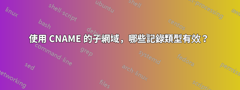 使用 CNAME 的子網域，哪些記錄類型有效？