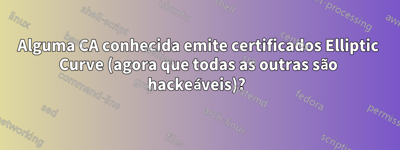 Alguma CA conhecida emite certificados Elliptic Curve (agora que todas as outras são hackeáveis)? 