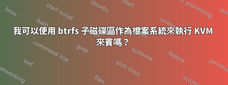 我可以使用 btrfs 子磁碟區作為檔案系統來執行 KVM 來賓嗎？