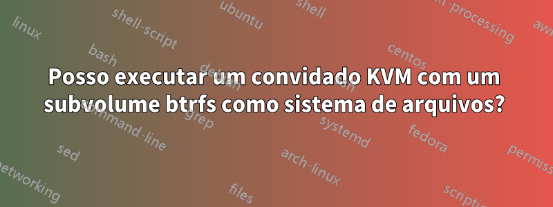 Posso executar um convidado KVM com um subvolume btrfs como sistema de arquivos?