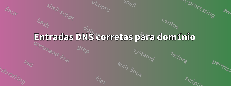 Entradas DNS corretas para domínio