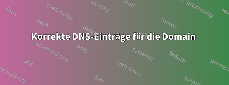 Korrekte DNS-Einträge für die Domain