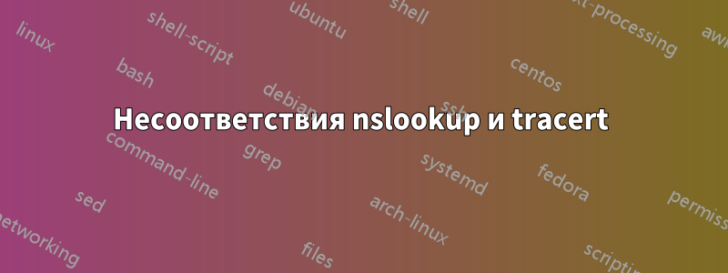 Несоответствия nslookup и tracert