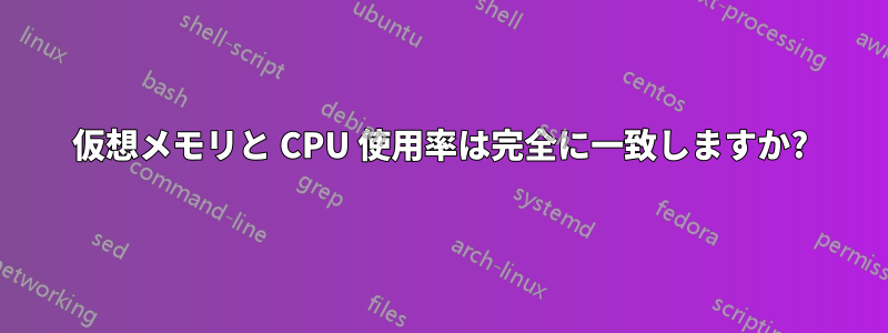 仮想メモリと CPU 使用率は完全に一致しますか?