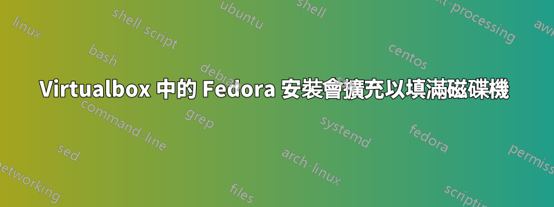 Virtualbox 中的 Fedora 安裝會擴充以填滿磁碟機