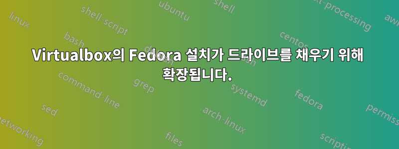 Virtualbox의 Fedora 설치가 드라이브를 채우기 위해 확장됩니다.