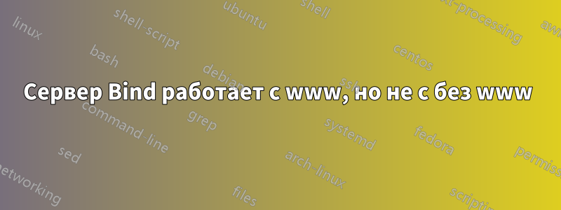 Сервер Bind работает с www, но не с без www