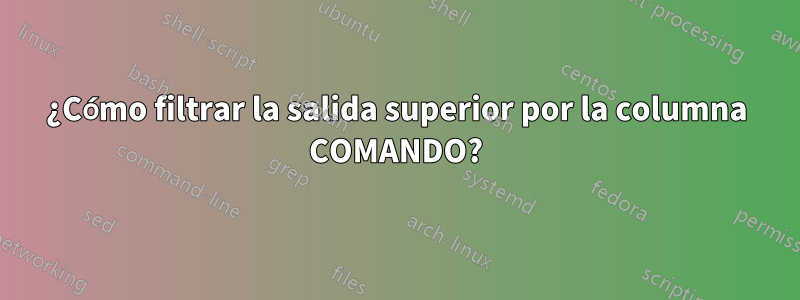 ¿Cómo filtrar la salida superior por la columna COMANDO?