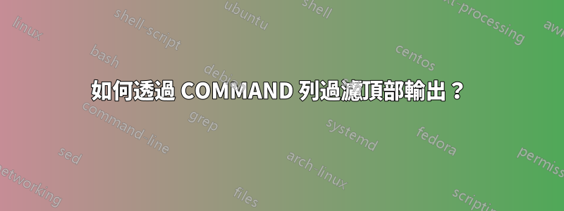 如何透過 COMMAND 列過濾頂部輸出？