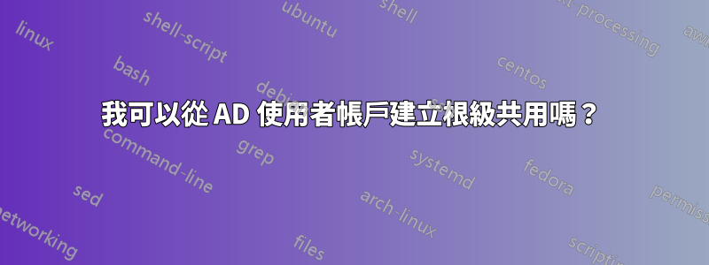 我可以從 AD 使用者帳戶建立根級共用嗎？