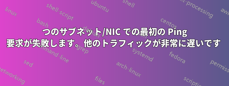 1 つのサブネット/NIC での最初の Ping 要求が失敗します。他のトラフィックが非常に遅いです