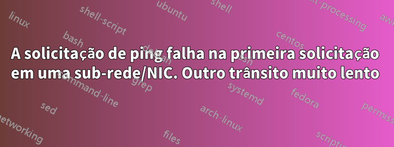 A solicitação de ping falha na primeira solicitação em uma sub-rede/NIC. Outro trânsito muito lento