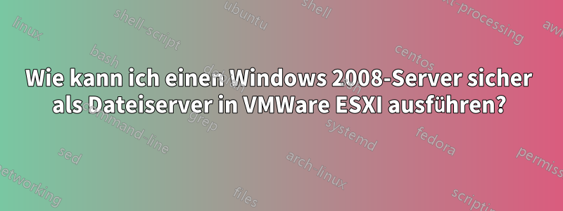 Wie kann ich einen Windows 2008-Server sicher als Dateiserver in VMWare ESXI ausführen?