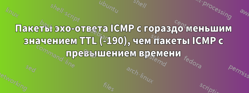 Пакеты эхо-ответа ICMP с гораздо меньшим значением TTL (-190), чем пакеты ICMP с превышением времени