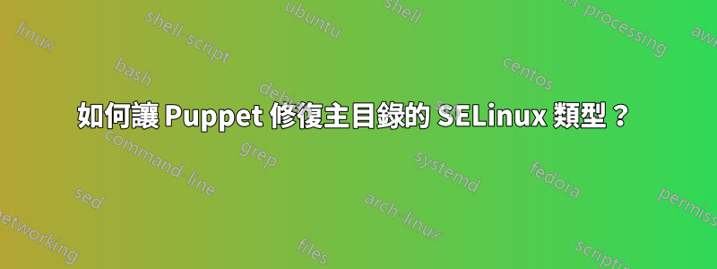 如何讓 Puppet 修復主目錄的 SELinux 類型？