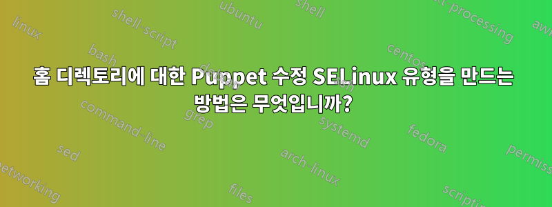 홈 디렉토리에 대한 Puppet 수정 SELinux 유형을 만드는 방법은 무엇입니까?