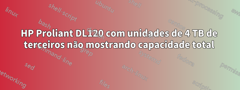 HP Proliant DL120 com unidades de 4 TB de terceiros não mostrando capacidade total