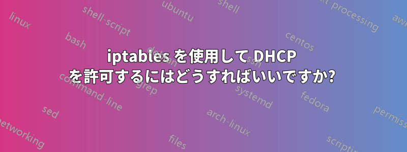 iptables を使用して DHCP を許可するにはどうすればいいですか?