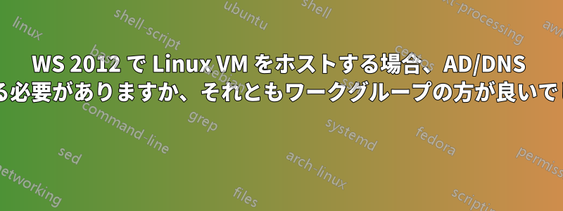 WS 2012 で Linux VM をホストする場合、AD/DNS を使用する必要がありますか、それともワークグループの方が良いでしょうか? 