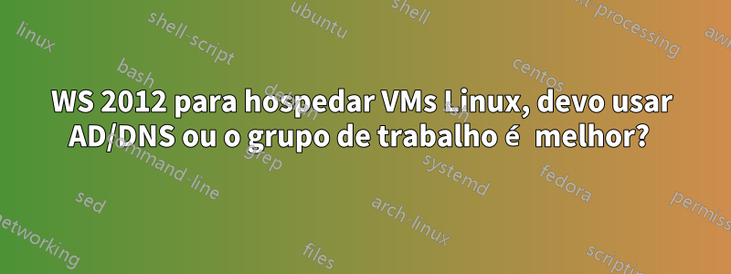 WS 2012 para hospedar VMs Linux, devo usar AD/DNS ou o grupo de trabalho é melhor? 