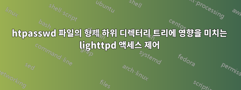 htpasswd 파일의 형제 하위 디렉터리 트리에 영향을 미치는 lighttpd 액세스 제어