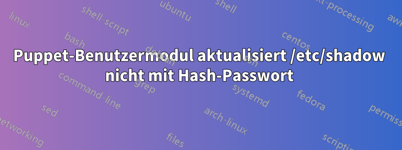 Puppet-Benutzermodul aktualisiert /etc/shadow nicht mit Hash-Passwort