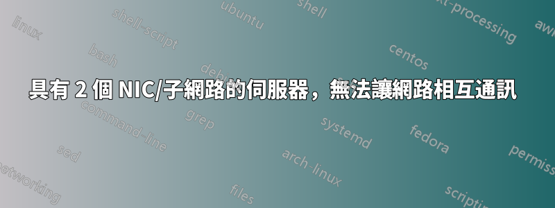 具有 2 個 NIC/子網路的伺服器，無法讓網路相互通訊 