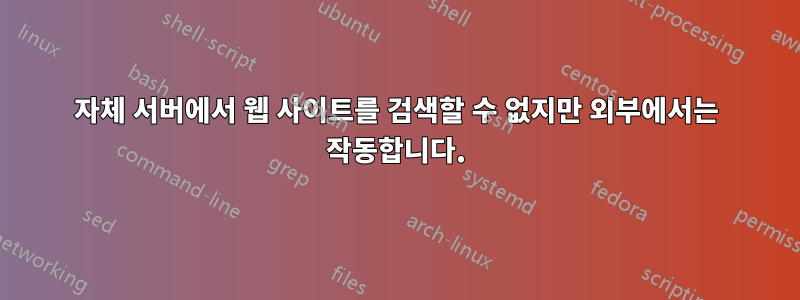 자체 서버에서 웹 사이트를 검색할 수 없지만 외부에서는 작동합니다.