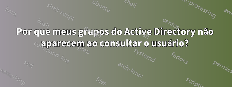 Por que meus grupos do Active Directory não aparecem ao consultar o usuário?